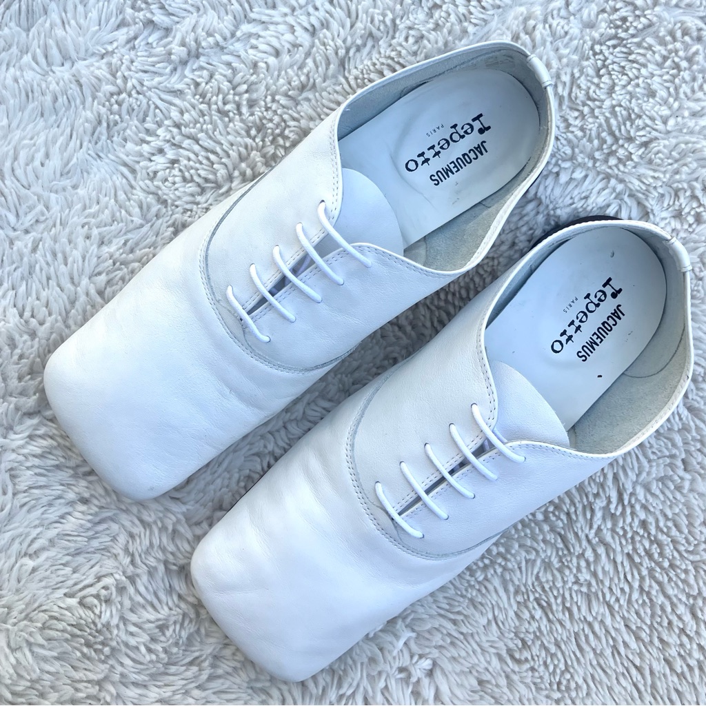 Repetto White Square Toe Leather Oxfords Women’s Sz 41, 10 Us $470 Msrp
